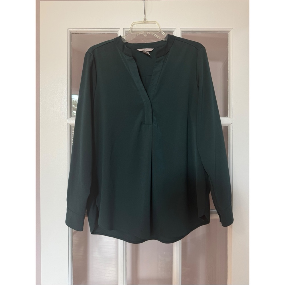 H&M Green V-Neck Blouse